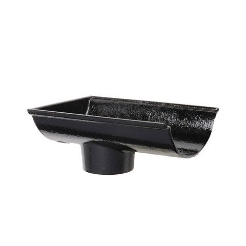 Image of Cast Iron Beaded Guttering Dropend Internal 100 x 75mm Outlet Black