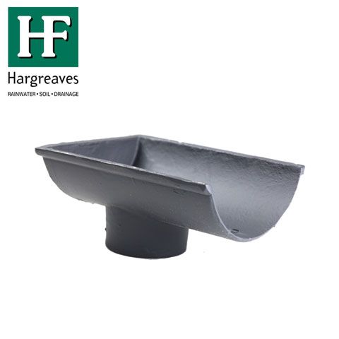 Image of Cast Iron Beaded Guttering Dropend Internal 115 x 75mm Outlet Black