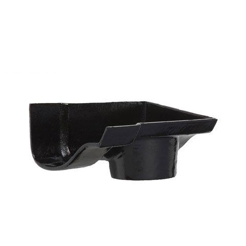 Image of Cast Iron OG Guttering Dropend External 125x75mm Outlet - Black Finish