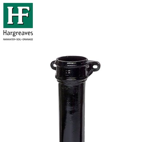 Product image for Cast Iron Round Downpipe With Ears 65mm x 0.6m Length - Black Finish