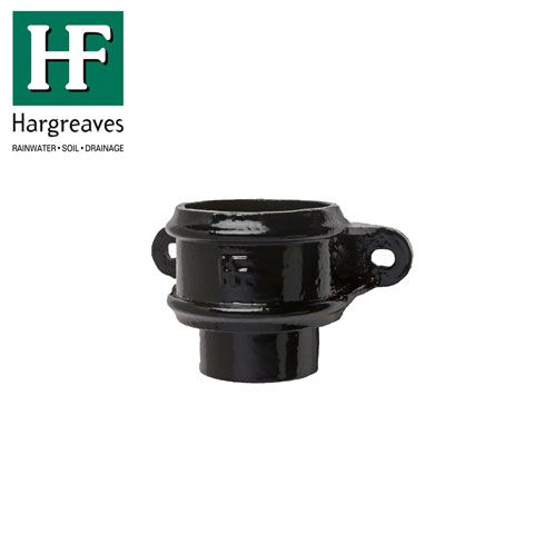 Image of Cast Iron Round Downpipe Loose Socket Eared 65mm - Black Finish
