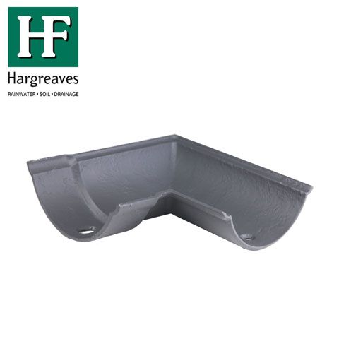 Product image for Cast Iron Beaded Guttering Right Hand 90dg Bend - 125mm Primed Finish