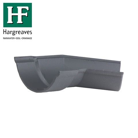 Product image for Cast Iron Beaded Guttering Right Hand 135dg Bend - 125mm Primed Finish