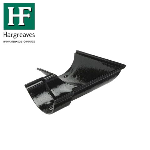 Product image for Cast Iron Beaded Guttering Left Hand 90dg Bend - 115mm Black Finish