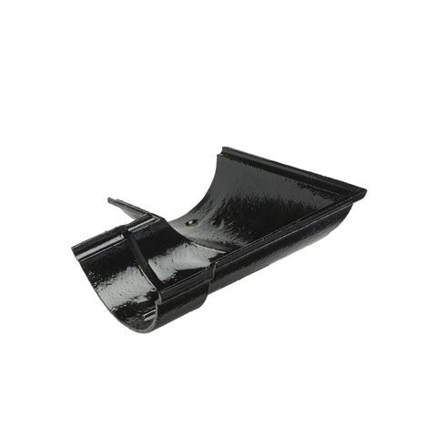 Product image for Cast Iron Beaded Guttering Left Hand 90dg Bend - 115mm Black Finish