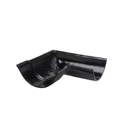 Product image for Cast Iron Beaded Guttering Right Hand 90dg Bend - 150mm Black Finish