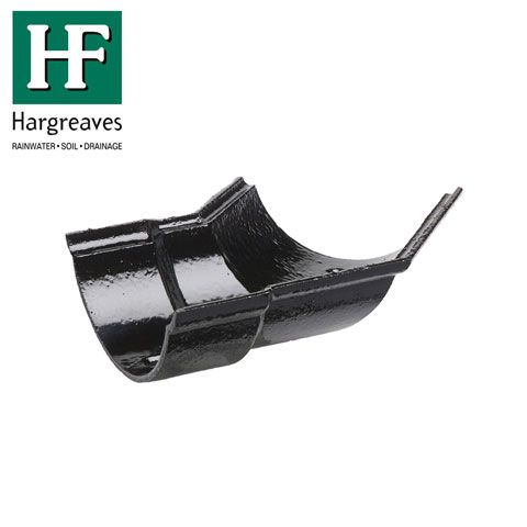 Product image for Cast Iron Beaded Guttering Left Hand 135dg Bend - 125mm Black Finish