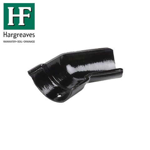 Product image for Cast Iron Beaded Guttering Right Hand 135dg Bend - 125mm Black Finish