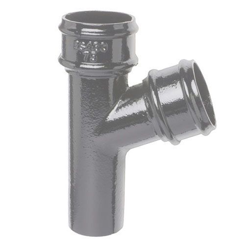 Image of Cast Iron Round Downpipe 112.5dg Branch 65mm - Primed Finish
