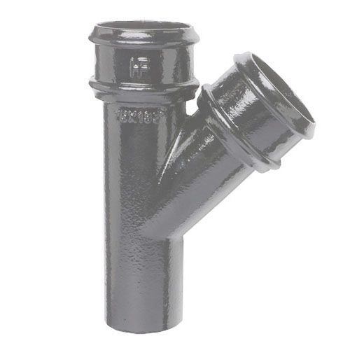 Product image for Cast Iron Round Downpipe 135dg Branch 65mm - Primed Finish