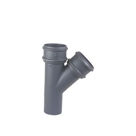 Product image for Cast Iron Round Downpipe 135dg Branch 65mm - Primed Finish
