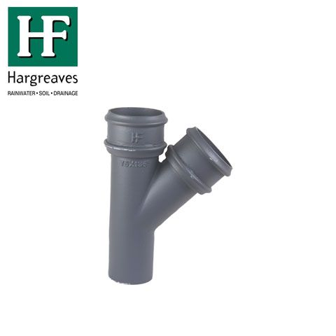 Product image for Cast Iron Round Downpipe 135dg Branch 75mm - Primed Finish