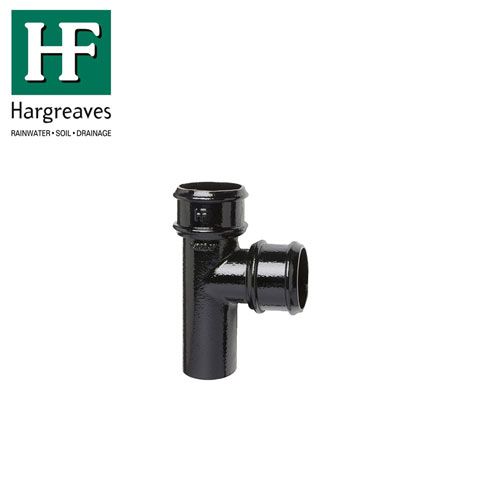 Product image for Cast Iron Round Downpipe 92.5dg Branch 65mm - Black Finish