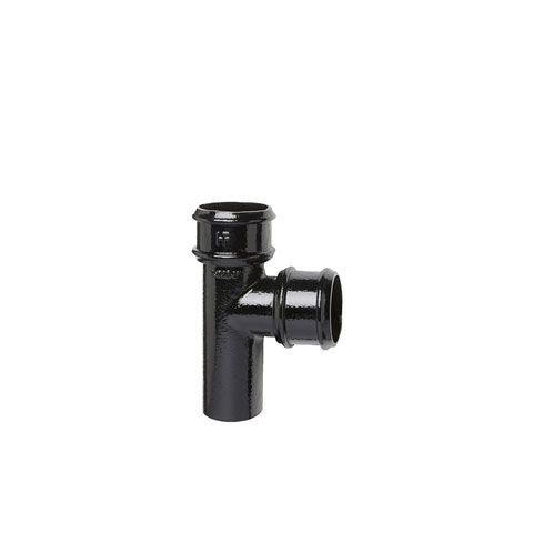 Product image for Cast Iron Round Downpipe 92.5dg Branch 65mm - Black Finish