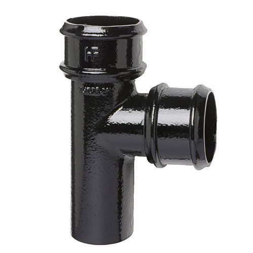 Product image for Cast Iron Round Downpipe 92.5dg Branch 150mm - Black Finish