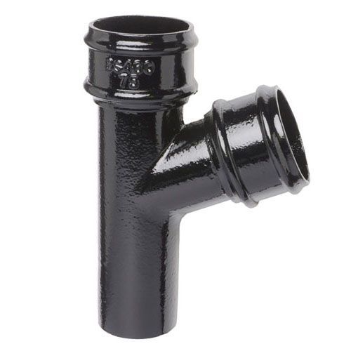 Product image for Cast Iron Round Downpipe 112.5dg Branch 150mm - Black Finish