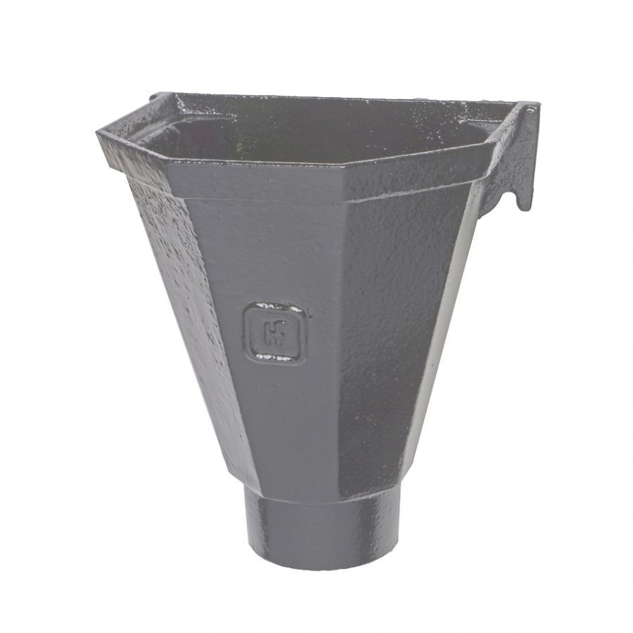Image of Cast Iron Hopper Head Flatback 65mm - Primed Finish