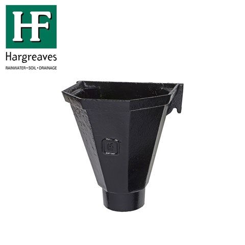 Product image for Cast Iron Hopper Head Flatback 65mm - Black Finish