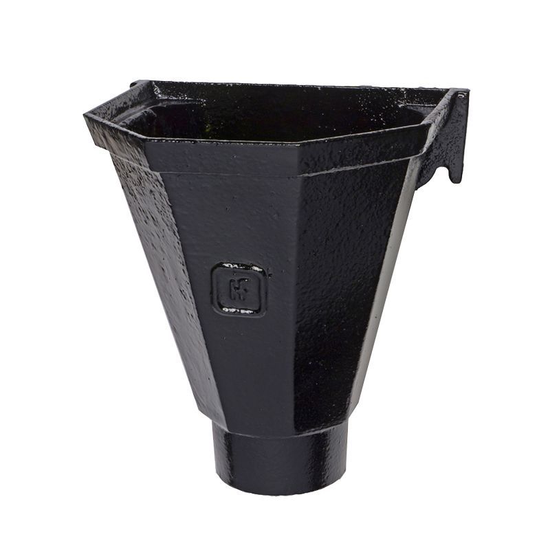Product image for Cast Iron Hopper Head Flatback 75mm - Black Finish