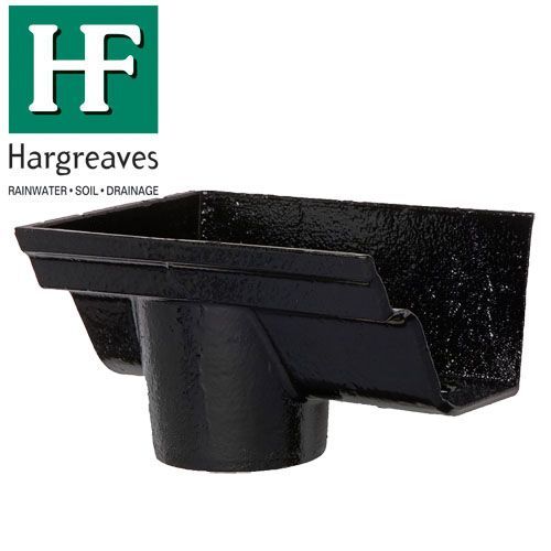Product image for Cast Iron Notts OG Guttering Dropend Internal Outlet 115x75mm - Black