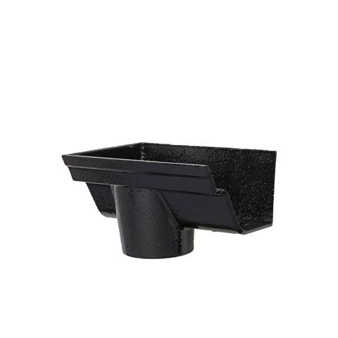 Product image for Cast Iron Notts OG Guttering Dropend Internal Outlet 115x75mm - Black