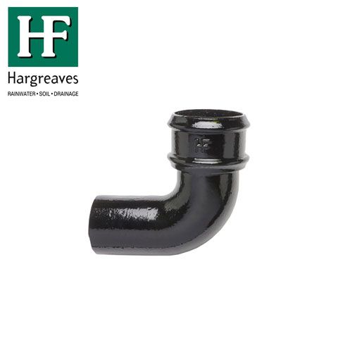 Product image for Cast Iron Round Downpipe 92.5dg Bend 100mm - Black Finish
