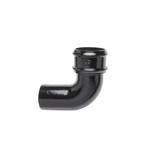 Product image for Cast Iron Round Downpipe 92.5dg Bend 150mm - Black Finish