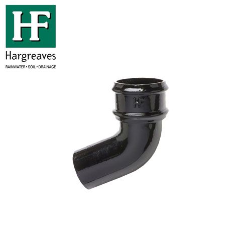Product image for Cast Iron Round Downpipe 112.5dg Bend 65mm - Black Finish