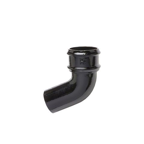 Product image for Cast Iron Round Downpipe 112.5dg Bend 100mm - Black Finish