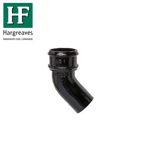 Product image for Cast Iron Round Downpipe 135dg Bend 65mm - Black Finish
