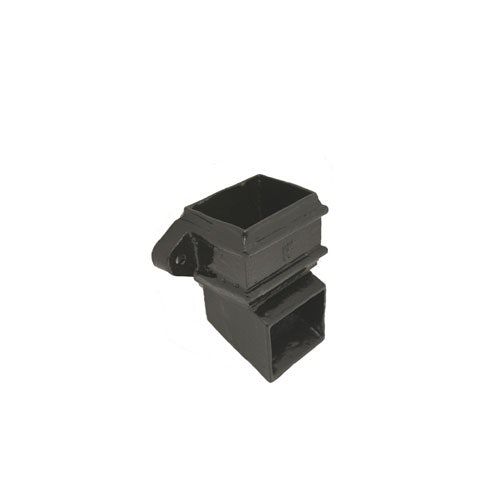 Product image for Cast Iron Rectangular Downpipe Eared Shoe 125mm x 70mm - Black