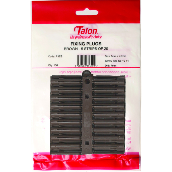 Product image for TALON Plastic Wallplugs X 100 Brown