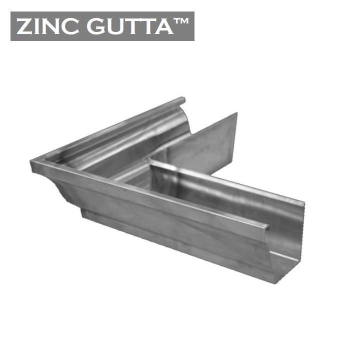Image of Metal Gutta Zinc 152mm Ogee Gutter External Corner - 90dg