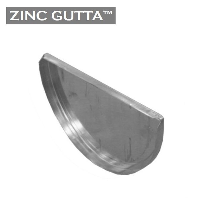 Image of Metal Gutta Zinc 185mm Half Round Gutter Stop End