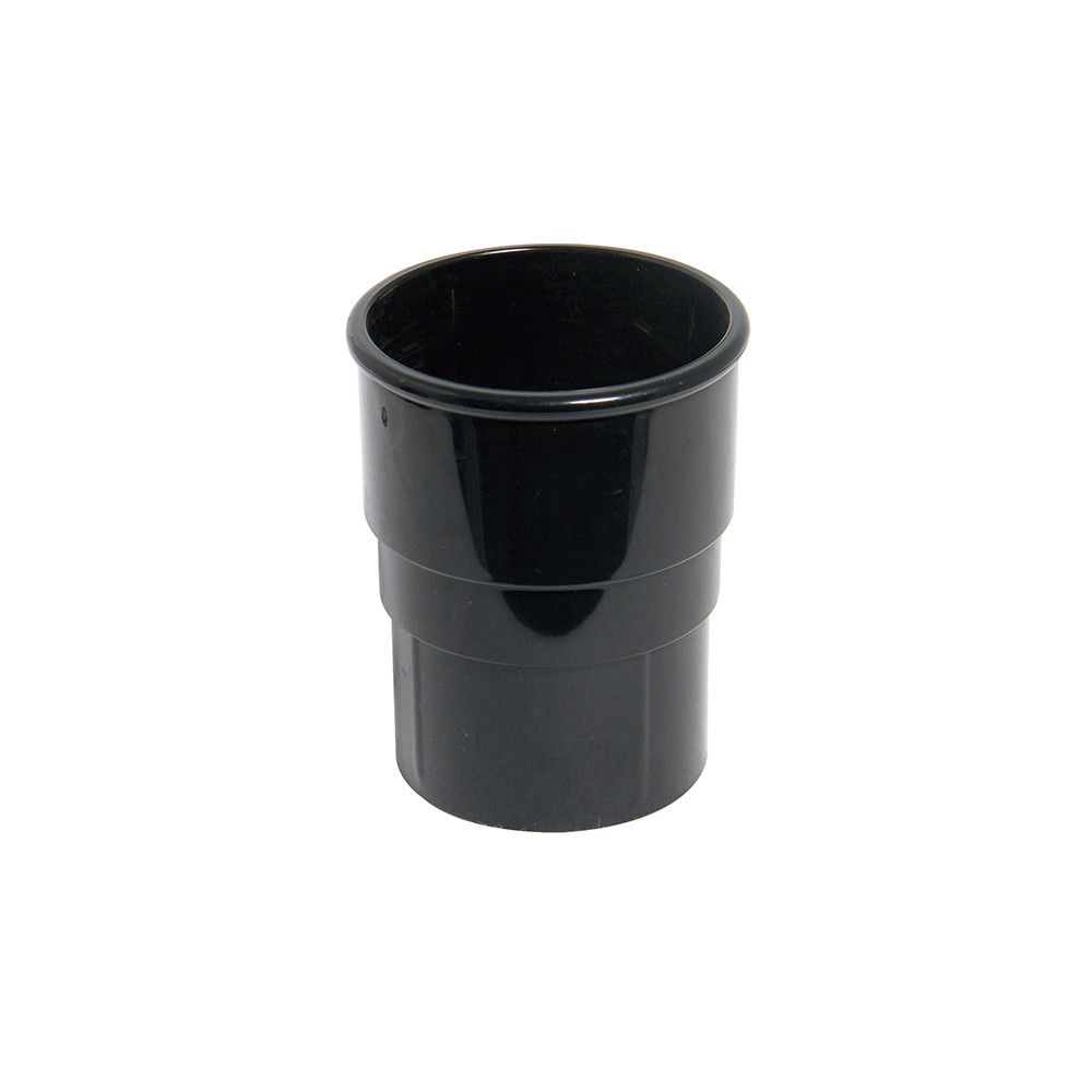 Image of FloPlast Plastic Guttering 68mm Black Round Downpipe Connector Socket