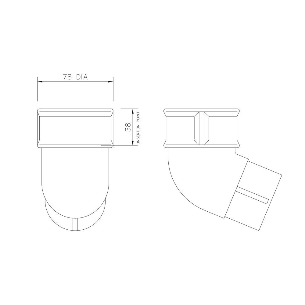 Image of FloPlast Plastic Guttering 68mm Black Round Downpipe 112.5dg Offset Bend