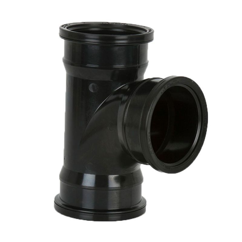 Product image for Brett Martin Guttering Industrial Downpipe 92.5dg Triple Socket Branch 110mm Black