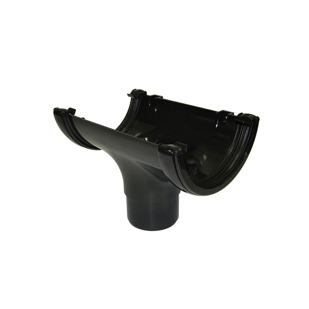 Product image for FloPlast Plastic Guttering 112mm Half Round Black Running Outlet