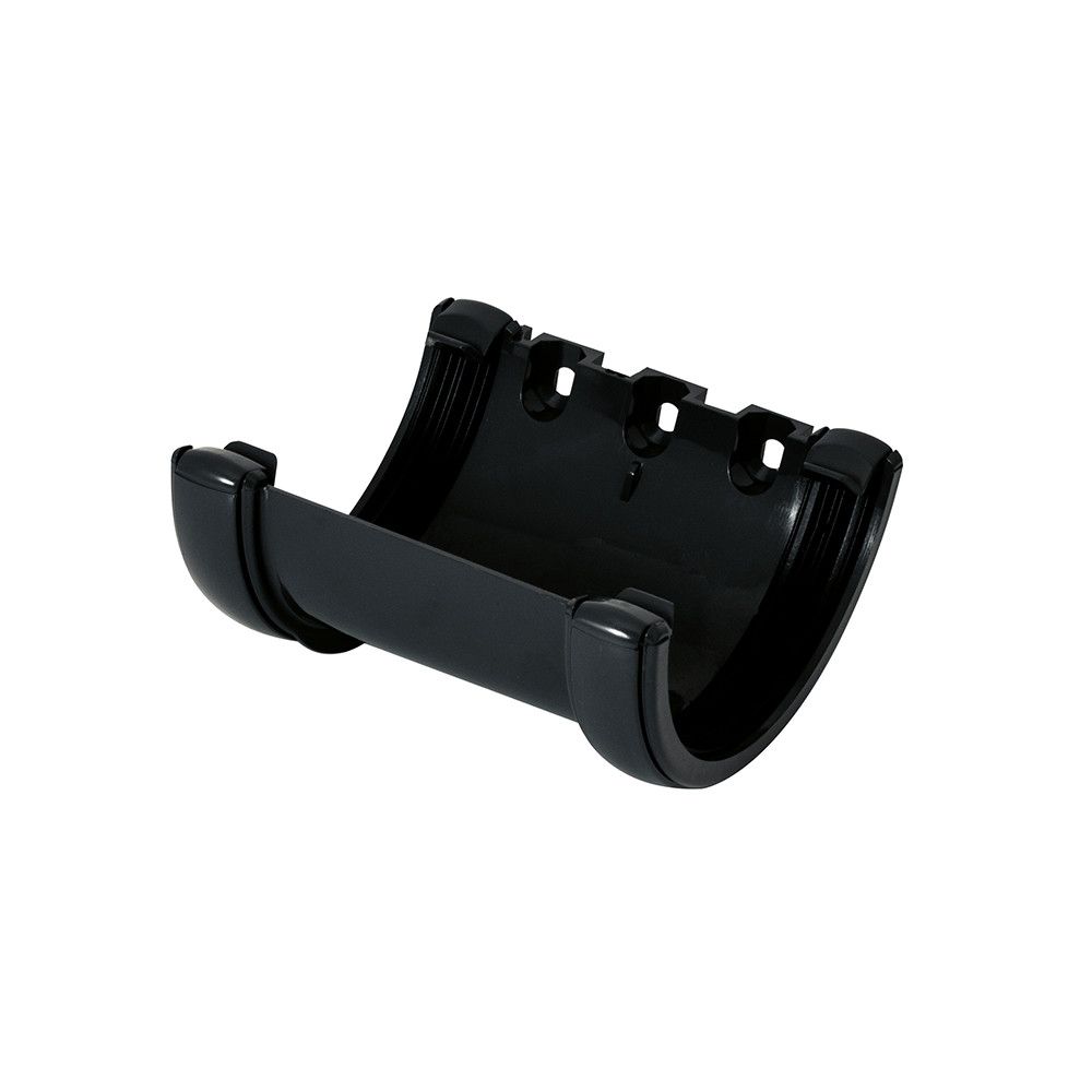 Product image for FloPlast Plastic Guttering 112mm Half Round Black Union Bracket
