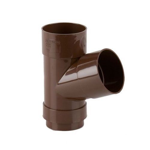 Product image for Brett Martin Plastic Guttering Round Style Downpipe 112.5 Degree Branch 68mm Brown