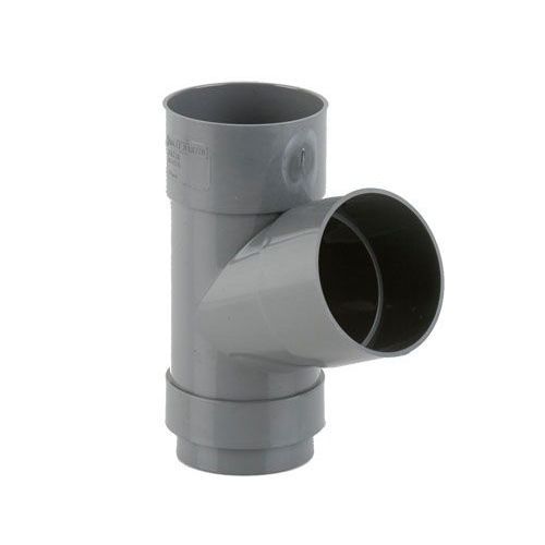 Product image for Brett Martin Plastic Guttering Round Style Downpipe 112.5 Degree Branch 68mm - Grey
