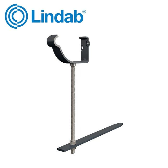 Product image for Lindab 100mm Half Round Steel Rise & Fall Bracket - Anthracite Grey
