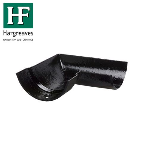 Product image for Cast Iron Half Round Guttering 90Dg Right Hand Angle - 100mm Black