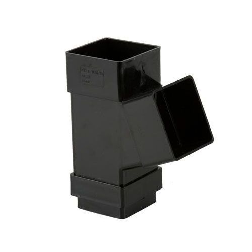 Image of Brett Martin Plastic Guttering Square Downpipe 112.5 Degree Branch 65mm - Black