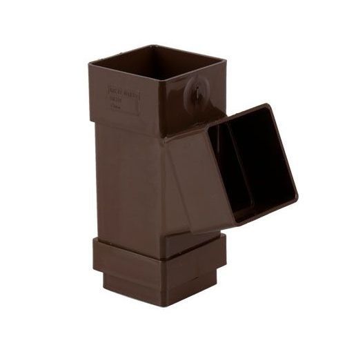 Image of Brett Martin Plastic Guttering Square Downpipe 112.5 Degree Branch 65mm - Brown