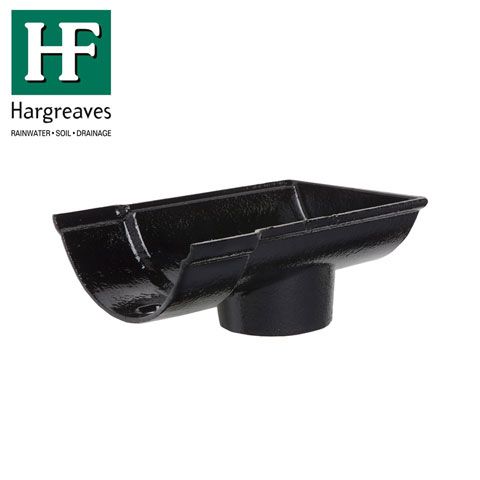 Image of Cast Iron Beaded Guttering Dropend External 115 x 75mm Outlet Black