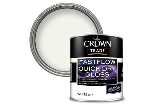 Image of Crown Trade Fastflow Quick Dry Gloss Paint White 1L