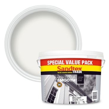 Product image for Sandtex Highcover Smooth Masonry Paint Brilliant White 7.5L