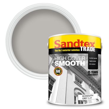 Product image for Sandtex Highcover Smooth Masonry Paint Plymouth Grey 5L