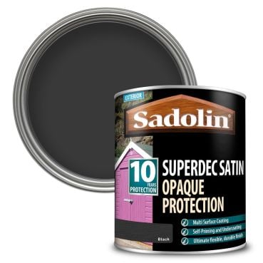 Product image for Sadolin Superdec Satin Opaque Wood Protection Black 1L